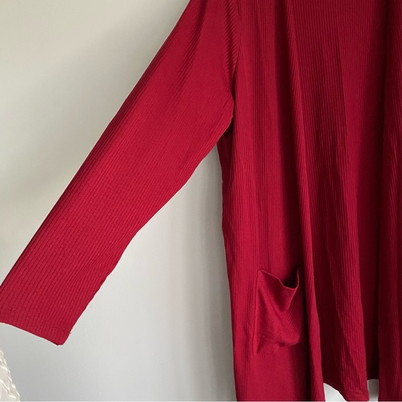 NEW All Worthy Red Open Front Rib Cardigan Sweater - Picture 4 of 10